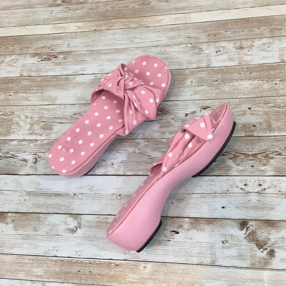 Charles Jourdan Shoes - Charles Jourdan wood and leather polka dot sandals